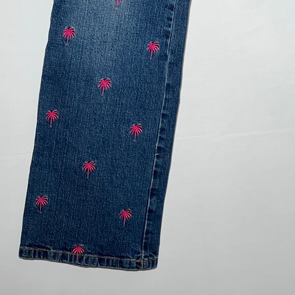 SOLD Vintage Embroidered Palm Tree Straight Leg Jean Blue Womens Size 4 - Picture 9 of 9